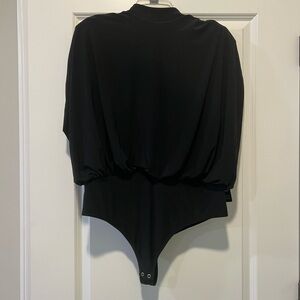 Express Black Padded Shoulder Open Back Bodysuit Women’s Size XL